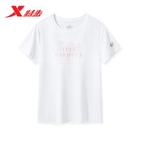 XTEP 特步 短袖女上衣针织衫T春夏休闲876228010044 珍珠白 XS