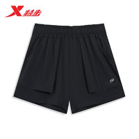 XTEP 特步 运动裤女梭织短裤健身跑步876228670138 正黑色 XS