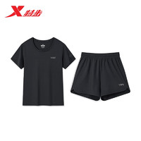 XTEP 特步 套装运动短袖跑步休闲876228A70180 正黑色 2XL