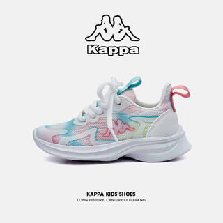 Kappa 卡帕 KIDS卡帕背靠背童鞋运动鞋春季新款儿童舒适透气网面跑鞋男女童 白/粉 36码鞋内长约22.8cm