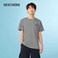 斯凯奇（Skechers）男女同款舒适针织圆领短袖透气舒爽吸湿速干T恤L224U079 中花灰/004F XS