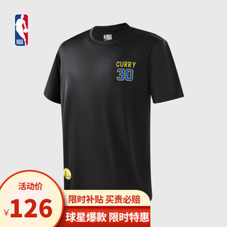 NBA 中性短袖夏季新款男女情侣运动休闲黑色T恤户外宽松圆领速干短袖 勇士库里/黑色 L