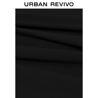 URBAN REVIVO 女士潮流双拉链修身花边短袖开襟衬衫 UWV240034 正黑 XS