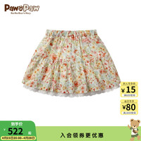 PawinPaw卡通小熊童装2024年夏季女童儿童满印蕾丝花边短裙 Mix混合色/99 110