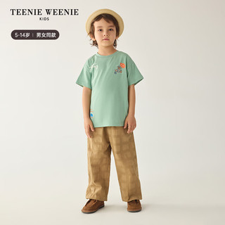 Teenie Weenie Kids小熊童装24夏季女童格纹休闲舒适百搭长裤 浅米色 110cm