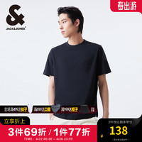 杰克琼斯 杰克·琼斯（JACK&JONES）夏季常规版型舒适纯棉面料字母钢印设计短袖T恤男224101155 E40 黑色 常规 E40 黑色 165/88A/XS