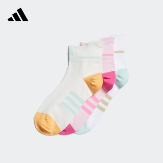 adidas 阿迪达斯 三双装运动袜子男女大童阿迪达斯 清澈粉/白/汉玉白 M