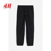 H&M 女装休闲裤新款时尚休闲简约低腰松紧腰长裤1210301 黑色 XS