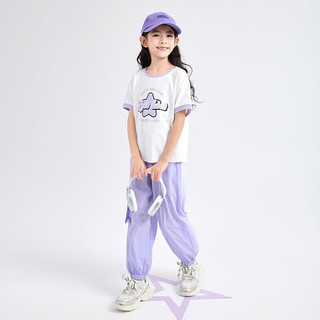 笛莎（DEESHA）笛莎童装女童甜酷时尚套装2024夏季儿童撞图案撞色工装裤套装 紫色 120