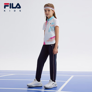 FILA【旋冰科技】斐乐童装儿童裤子2024夏中大童女童针织长裤 RD宝蓝-NV 150