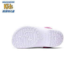 Skechers斯凯奇女童时尚休闲一脚蹬夏季儿童闪灯凉拖鞋308406L 白色/多彩色/WMLT 35