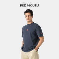 威可多（VICUTU）男士短袖T恤24年夏季舒适休闲百搭圆领纯棉半袖VAW24264729 深黑色 170/88A
