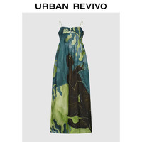 URBAN REVIVO UR2024夏季女装古着艺术油画感印花打揽连衣裙UWH740042 绿色印花 S