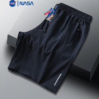 NASAMITOO速干短裤男士2023夏季新款直筒宽松休闲外穿印花反光条大裤衩 蓝色 3XL（码偏小建议拍大一码）