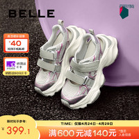 BeLLE 百丽 透气休闲鞋女2024夏季厚底增高老爹运动凉鞋B1851BM4 灰色 38