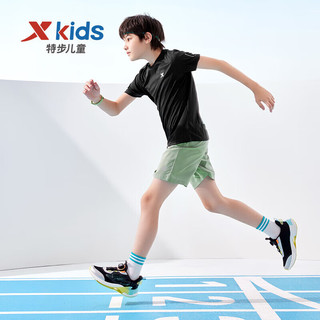特步（XTEP）儿童童装夏季短裤男童舒适弹力梭织五分裤 地衣绿 120cm