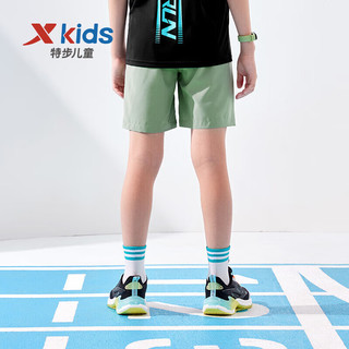 特步（XTEP）儿童童装夏季短裤男童舒适弹力梭织五分裤 地衣绿 120cm