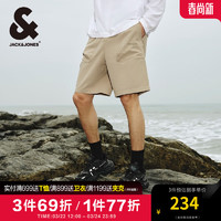 杰克·琼斯（JACK&JONES）夏季速干面料字母立体胶印略宽松休闲短裤男装224215017 E11浅卡其 165/72A/XSR