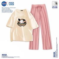 NASAOVER NASA联名美式潮牌2024新款夏季纯棉男女童套装夏季运动学生两件套