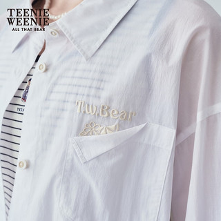 Teenie Weenie小熊2024夏装学院风宽松休闲长袖衬衫白色衬衣女 白色 165/M
