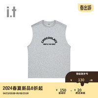 :CHOCOOLATE it男装宽松圆领背心2024夏季简约基础上衣003120 GYX/中灰色 XS