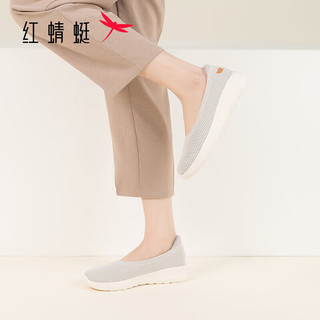 红蜻蜓健步鞋女2024夏季飞织网面鞋浅口单鞋 WYB14096灰色37