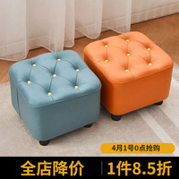 睿帆 凳子沙发凳小凳子方墩矮凳换鞋凳小矮凳穿鞋凳小板凳方凳脚踏凳 科技布蓝色-整装