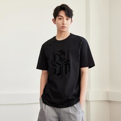 GXG 24夏季时尚简约印花男士圆领纯棉短袖t恤上衣