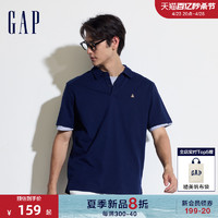 Gap 盖璞 男装2024夏季新款纯棉小熊刺绣polo衫简约纯色短袖上衣466791