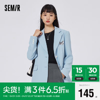 森马 Semir外套女翻驳领西装女士秋季设计感休闲通勤小西服109123111001 蓝色调00388 M