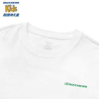 Skechers斯凯奇男童针织短袖夏季户外透气儿童运动休闲印花T恤衫L224B080 亮白色/0019 140cm