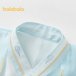 巴拉巴拉男童短袖套装2024国风夏装精致刺绣潮流 蓝色调00388 110cm