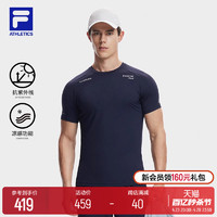 FILA 斐乐 官方男子运动短袖衫2024夏新基础健身训练服防晒冰丝T恤