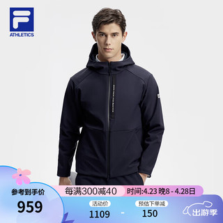 FILA 斐乐 男士梭织外套2024春宽松加绒运动连帽上衣 RD宝蓝-NV 175/96A/L