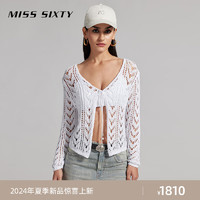 MISS SIXTY2024夏季针织衫女长袖系带镂空气质度假风氛围感 米白 XS