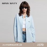 MISS SIXTY2024夏季长袖衬衫女宽松中长款慵懒百搭休闲街头风 蓝色 XS