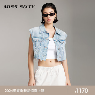 MISS SIXTY【土耳其牛仔】2024夏季牛仔马甲女无袖短款复古风 浅蓝 XS