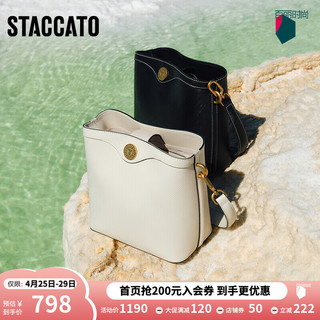 STACCATO 思加图 2024春季通勤水桶包手拎包单肩斜挎包时尚背提包X3169AX4 钢琴黑 F