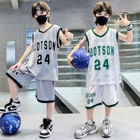 百亿补贴：男童夏季篮球服运动套装中大童儿童速干球衣无袖透气运动衣两件套