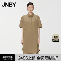 江南布衣（JNBY）24夏连衣裙纯棉府绸A型短袖宽松中长款5O4G13310 216/腊粉驼色 L