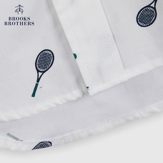 布克兄弟（BrooksBrothers）男童24春夏棉质球拍图案扣结领衬衫 1001-白色 4