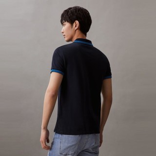卡尔文·克莱恩 Calvin Klein CK Jeans夏季男士休闲条纹镶边翻领刺绣透气短袖polo衫ZM01604