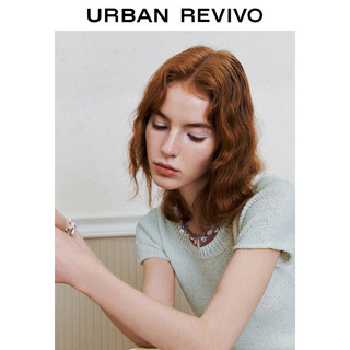 URBAN REVIVO 女士都市休闲肌理感短袖针织衫 UWU940114 本白 XL