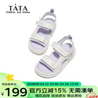 他她（TATA）童鞋女童沙滩凉鞋夏季休闲防滑女孩儿童运动鞋子 TT4229紫色 34码 适合脚长21.2cm