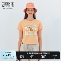 Teenie Weenie小熊2024年夏季宽松短袖T恤多巴胺时尚上衣休闲 橙色 160/S