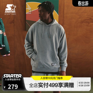 STARTER 潮牌美式复古宽松运动休闲连帽套头卫衣外套感 新浅灰色 XL