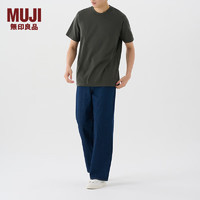 MUJI 無印良品 无印良品（MUJI）男式 棉混 抗菌T恤 男士短袖打底衫男款 FA02CC3A 军绿色 S (165/84A)