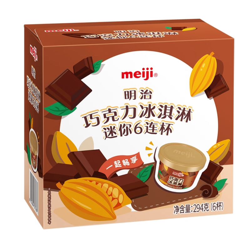 meiji 明治 巧克力冰淇淋迷你6连杯 49g*6杯 彩盒装