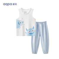 aqpa 婴儿背心内衣套装夏季纯棉宝宝衣服薄款分体无袖长裤 小怪兽
