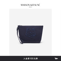 Maison Kitsune  SS24春夏大胆玩色狐狸手拿帆布包化妆包 P476【藏青色】 U